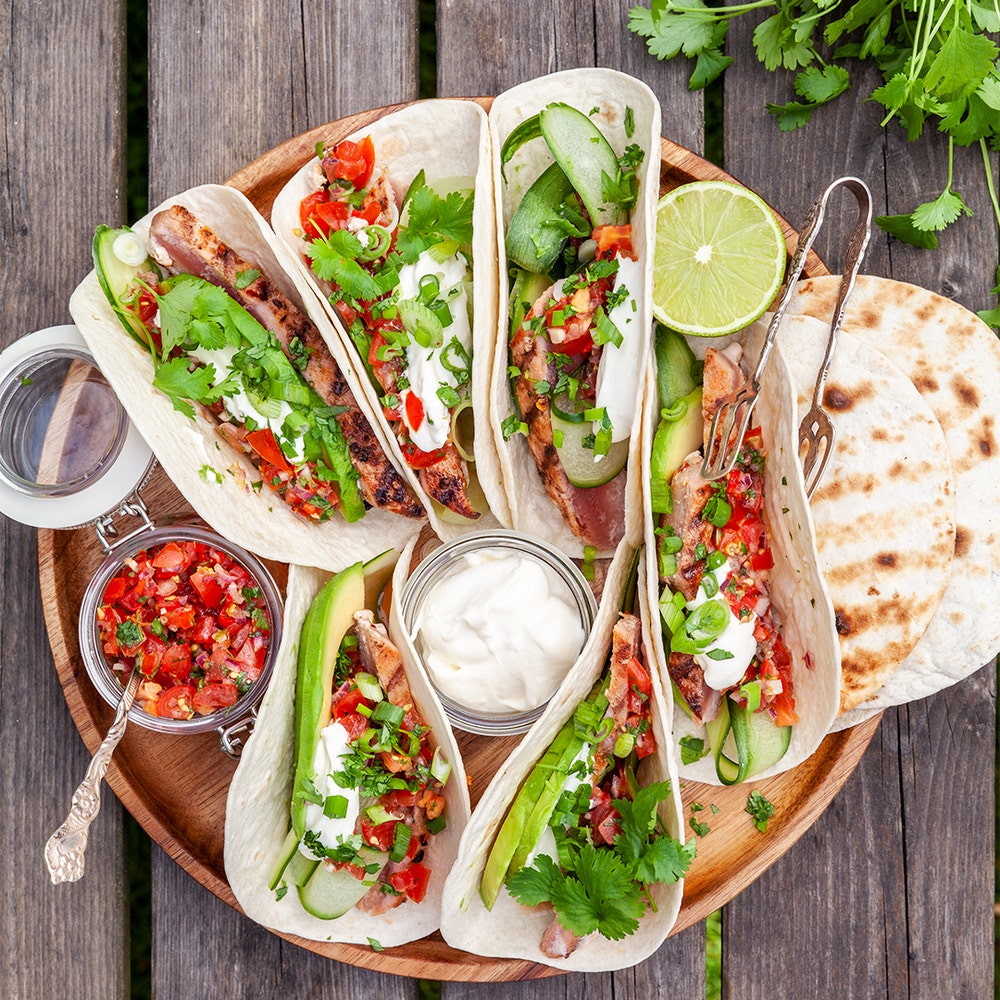 Grillade tonfisktacos med pico de gallo