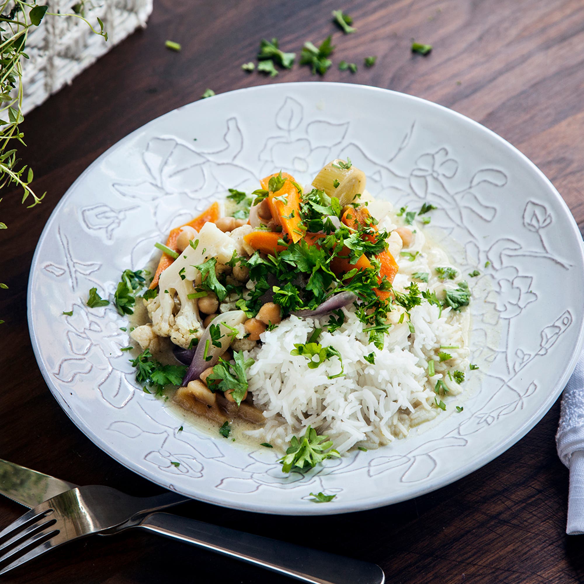 Mango chutneygryta med ris