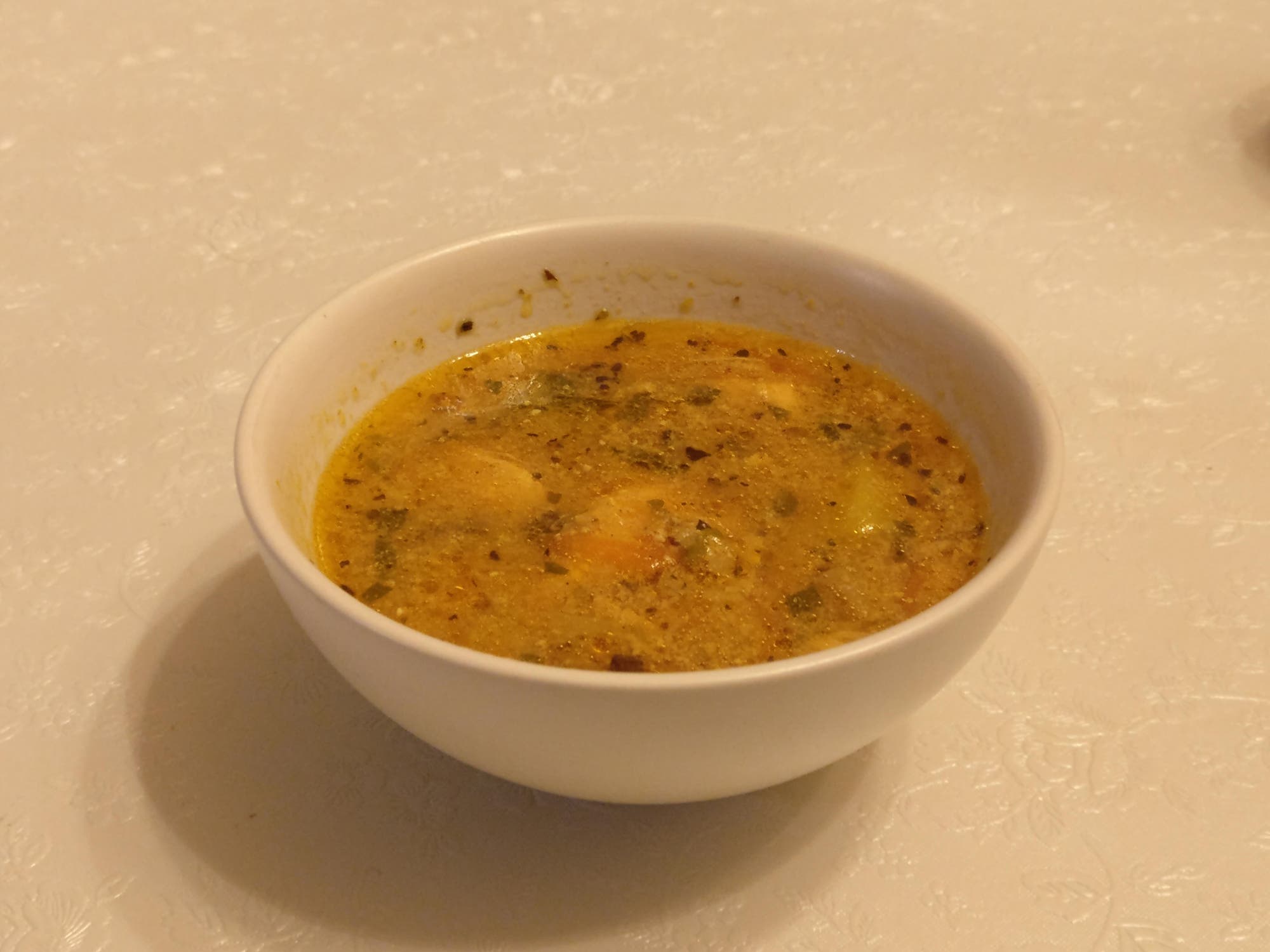 Krämig fisksoppa med champinjoner
