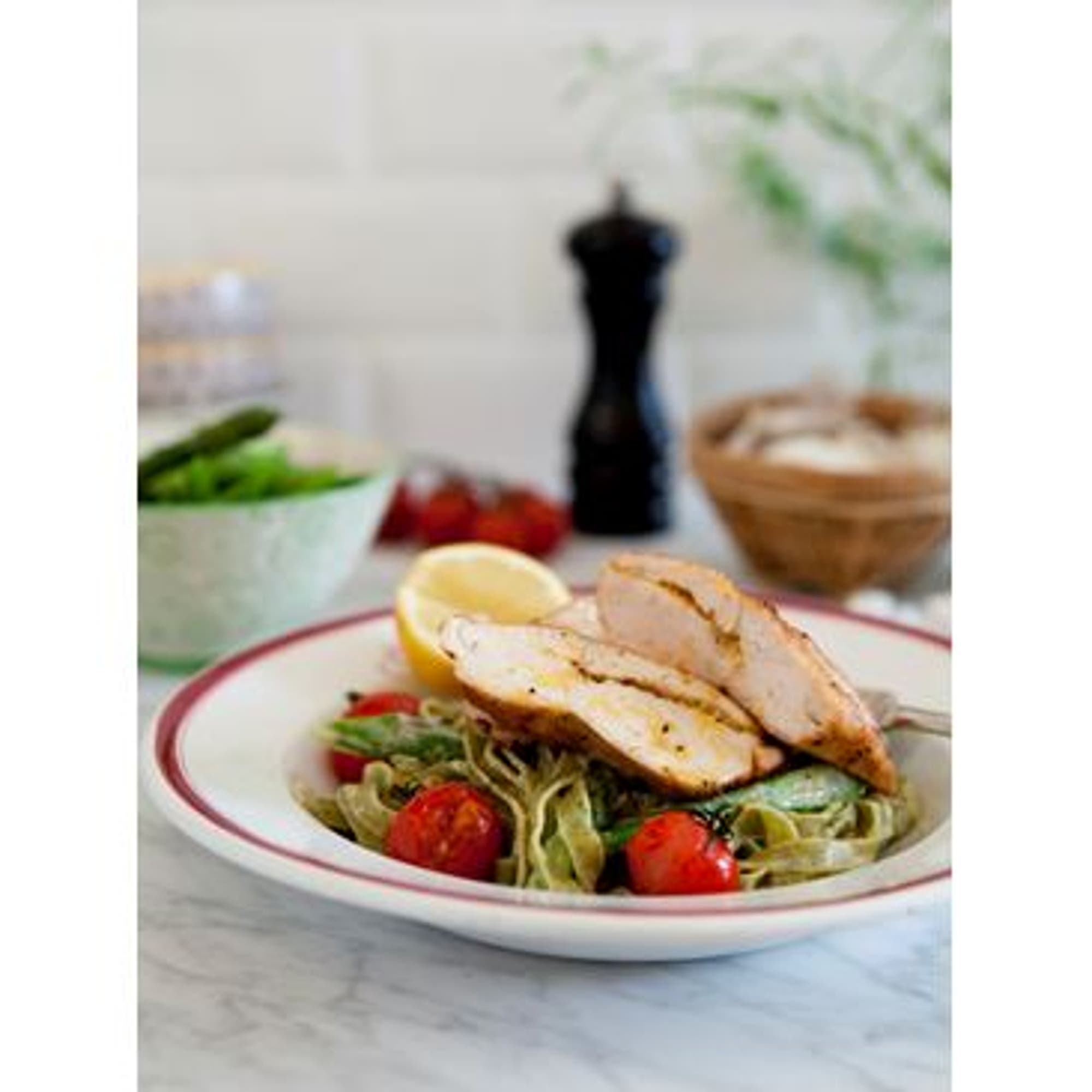 Citronstekt kyckling med pasta