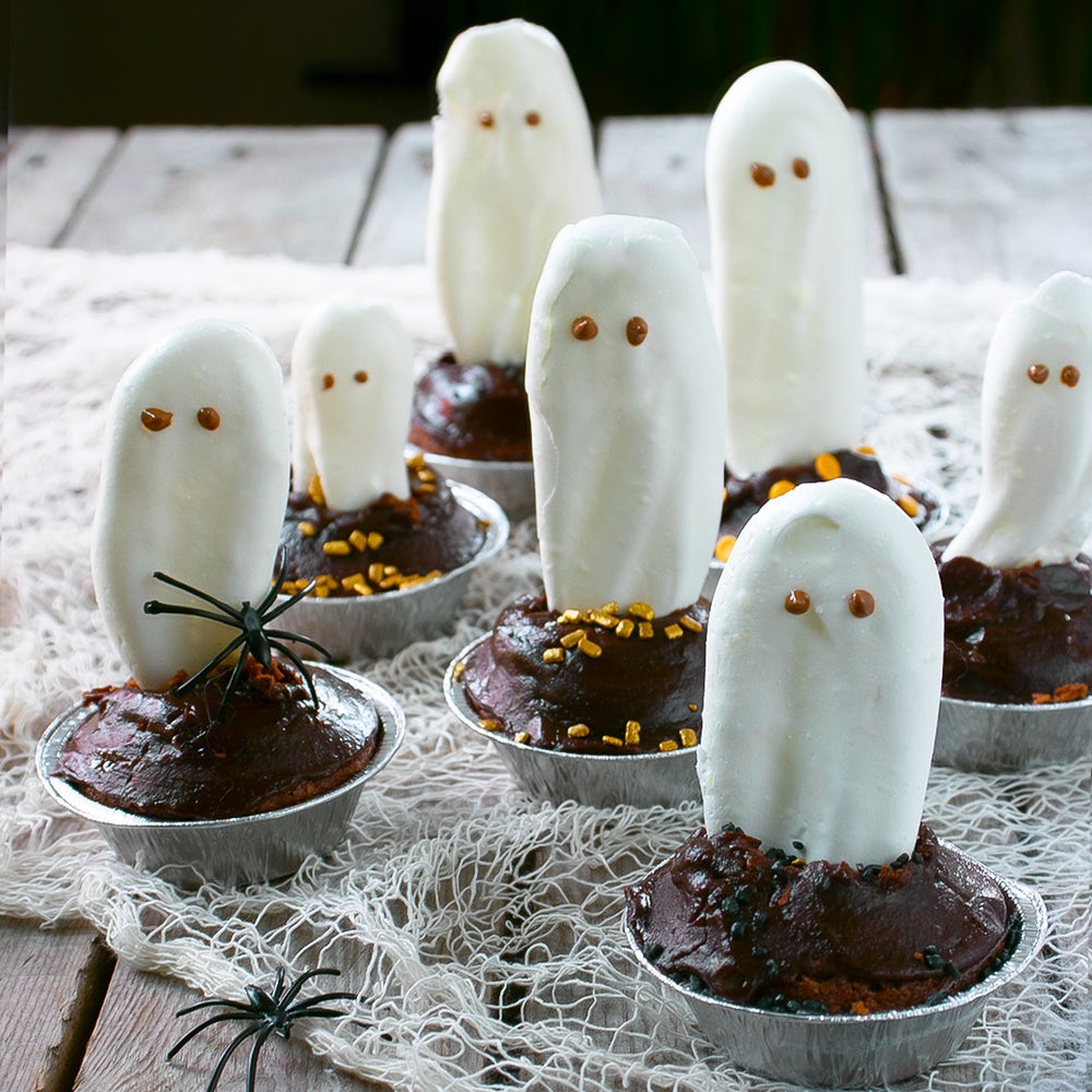 Halloweenmuffins med marängspöken