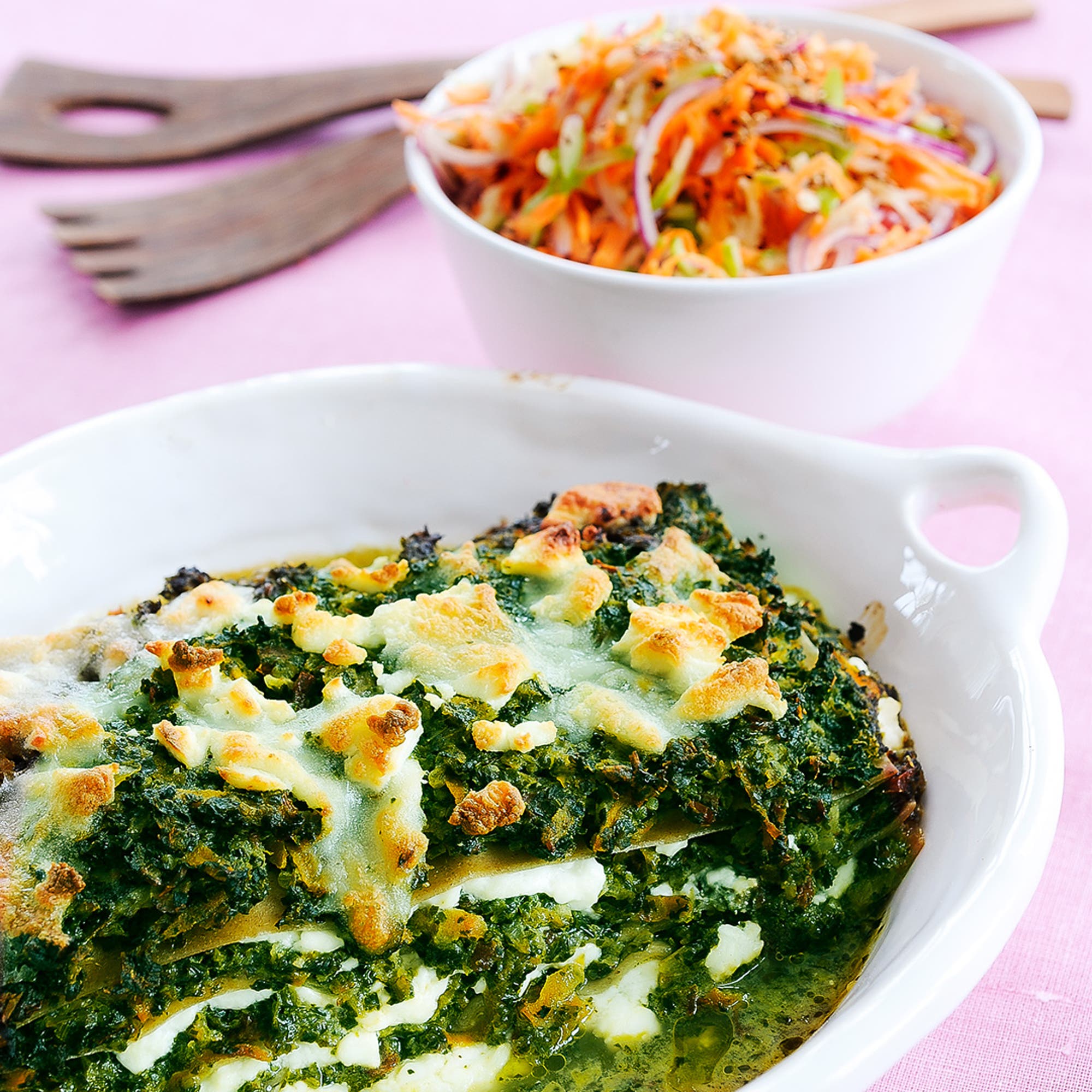 Saftig spenatlasagne