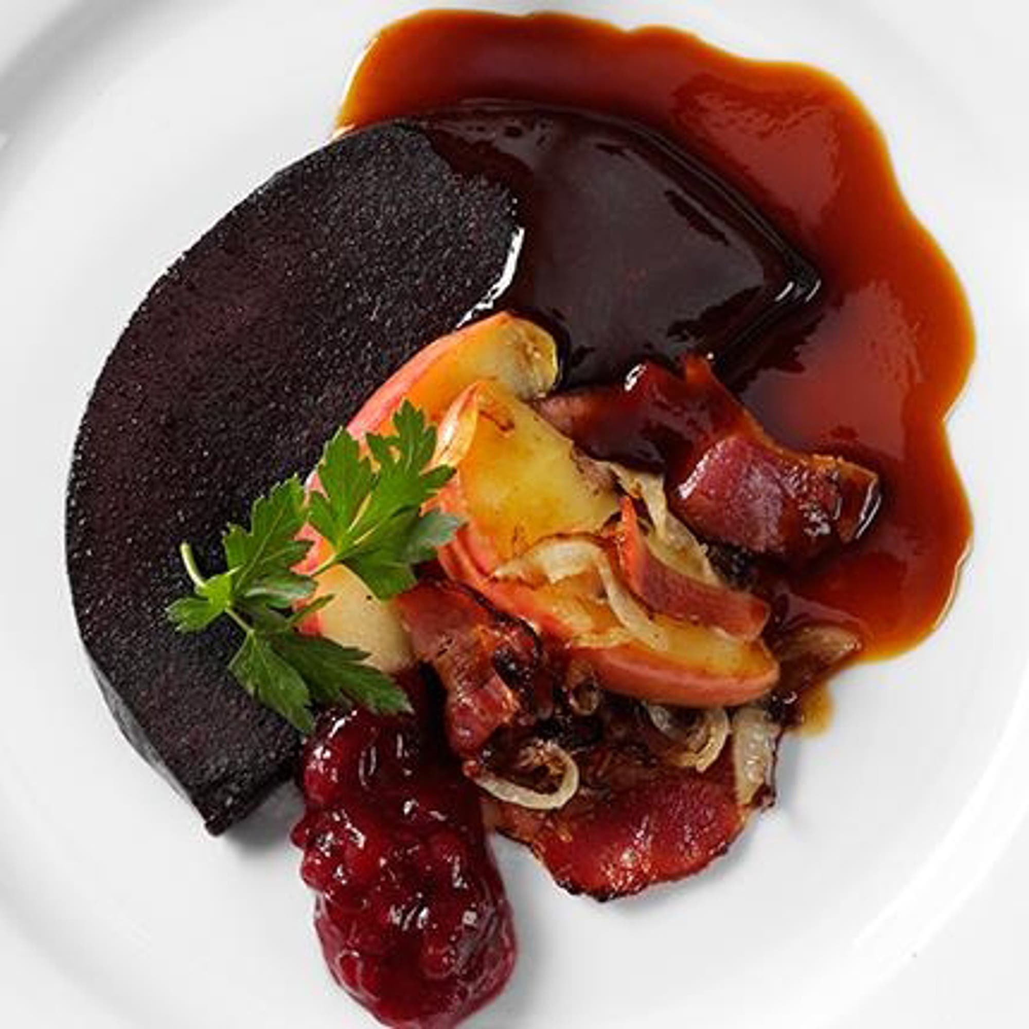 Blodpudding med bacon och äpple