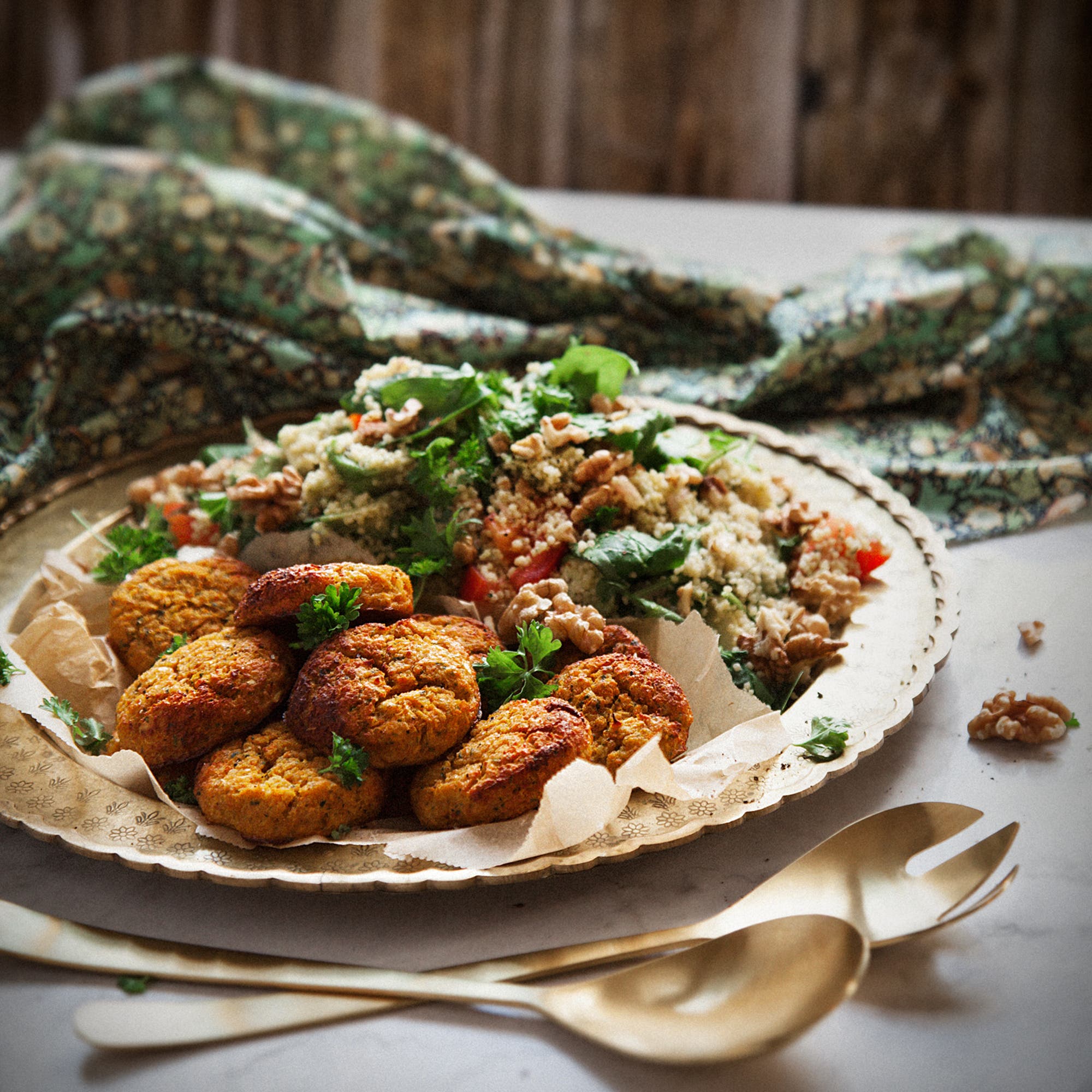 Marockanska morotsbiffar med hirssallad