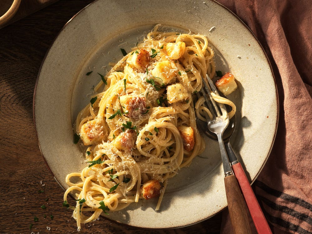 Halloumi carbonara