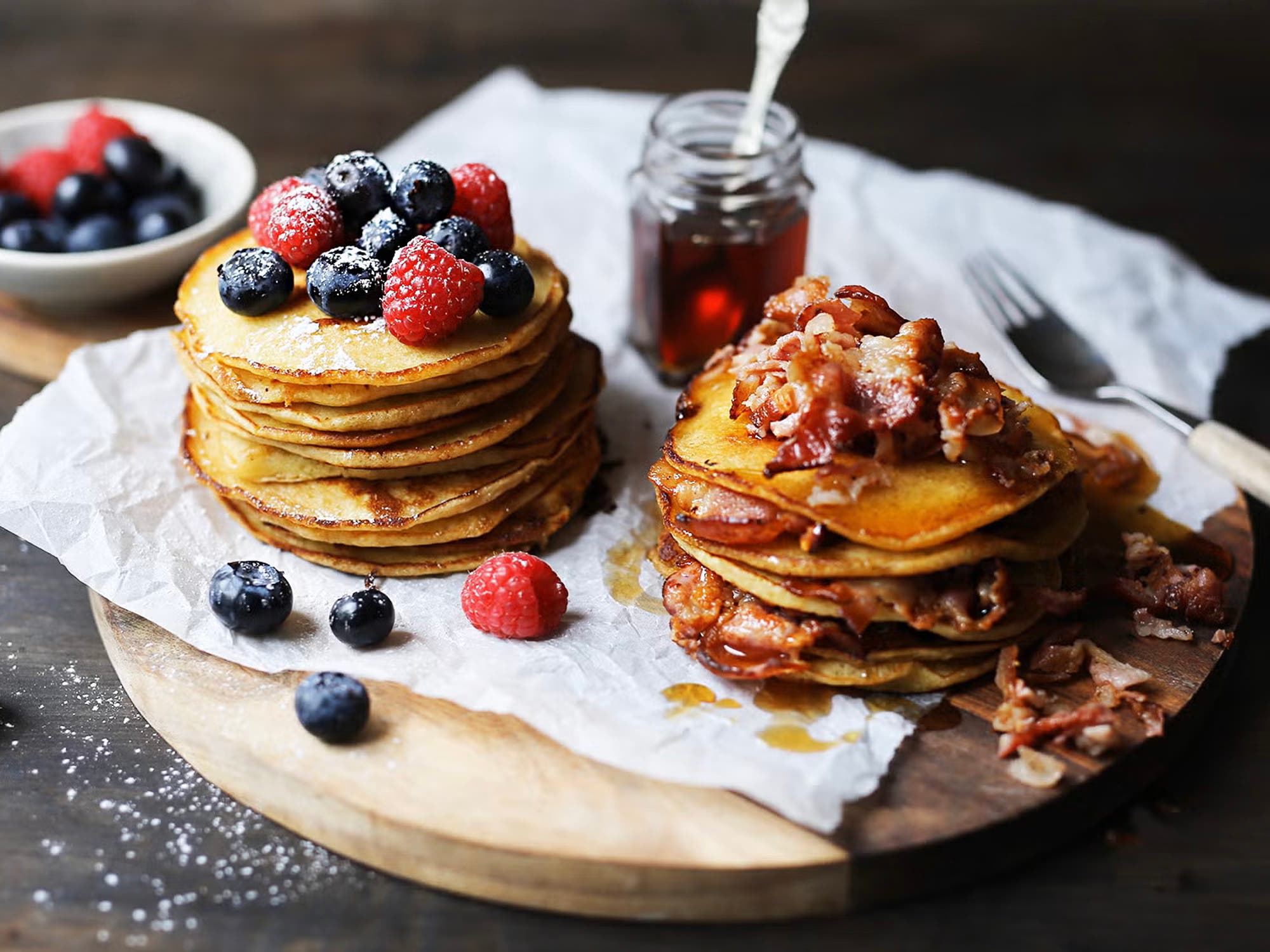 Amerikanska pannkakor med bacon