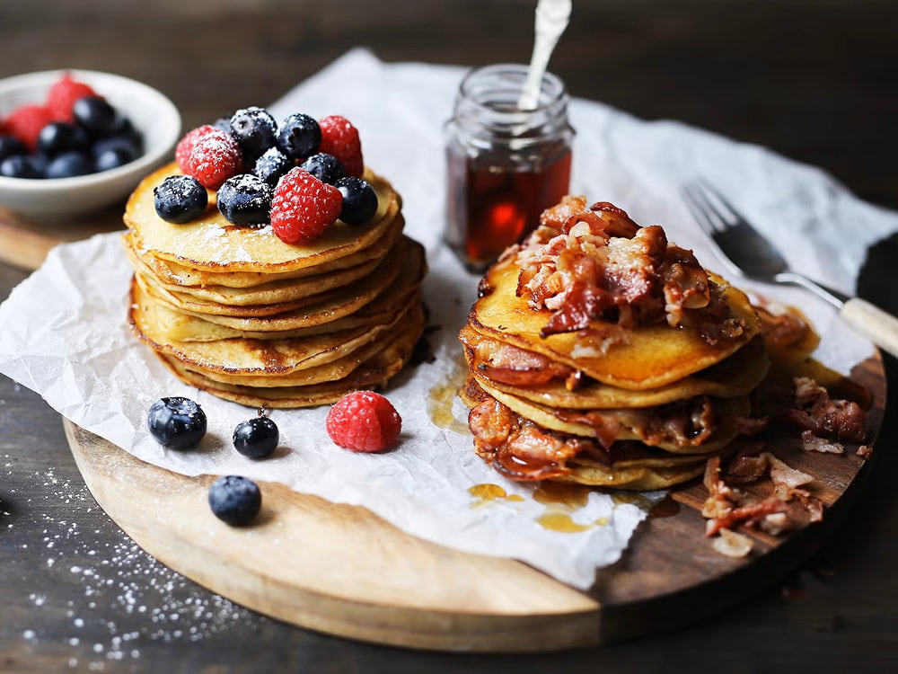 Amerikanska pannkakor med bacon