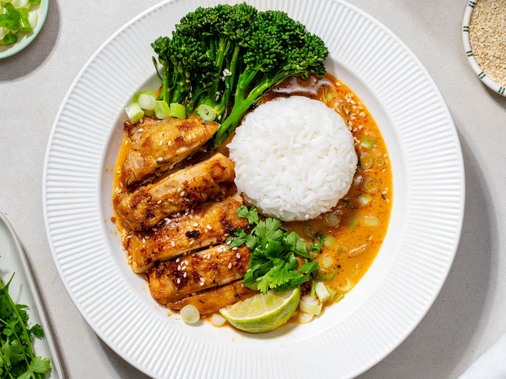 Krämig kokos- och currykyckling med ris