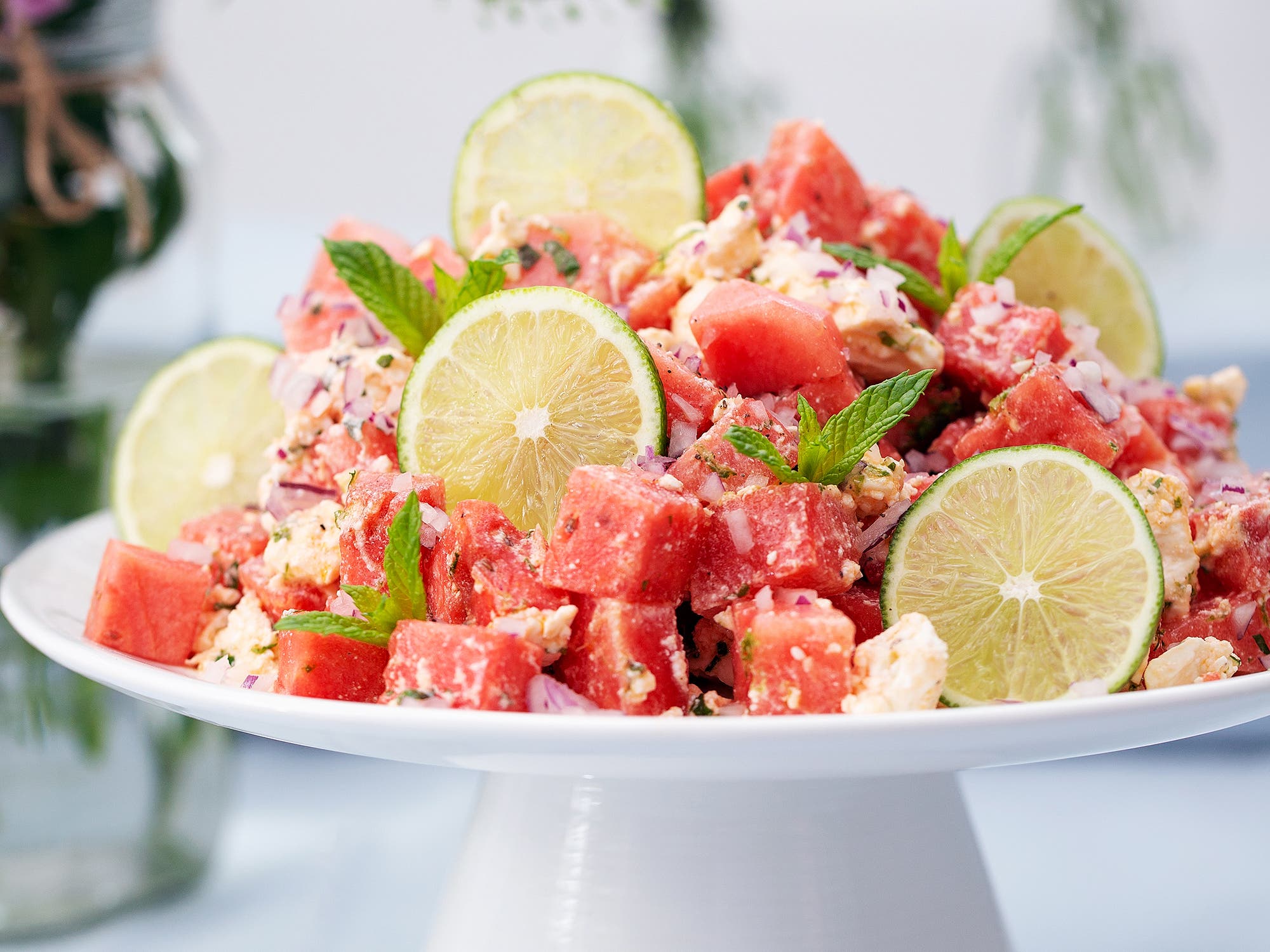 Melon- och fetaostsallad med mynta