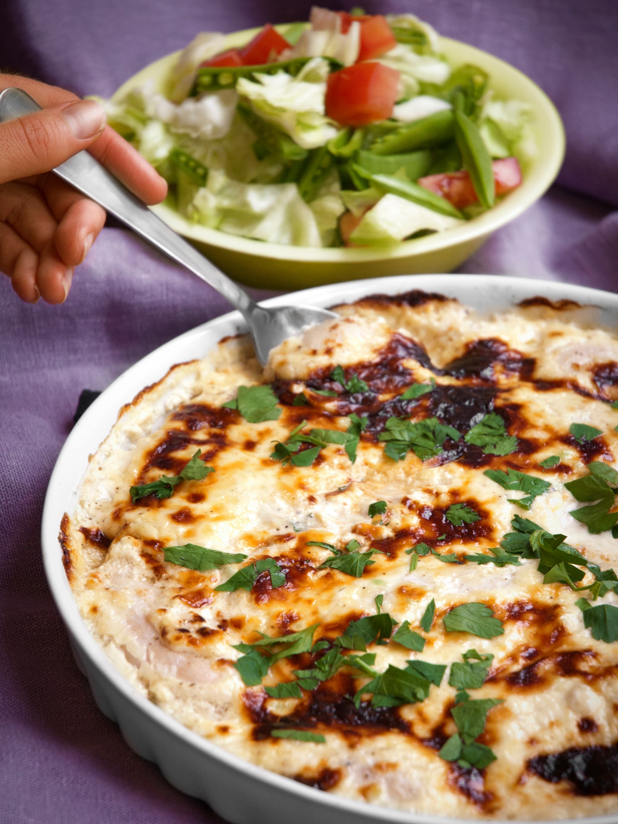 Ostgratinerad Kyckling med rårivna morötter